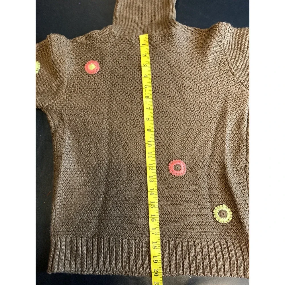 Vintage Obermeyer Brown‎ Floral Retro Knit Juniors Girls Sweater Sz XL